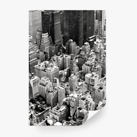 Fotomural vista aérea en blanco y negro de Manhattan, Nueva York – Pixers®