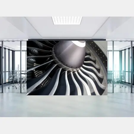 Fotomural turbina en primer plano estética industrial – Pixers®
