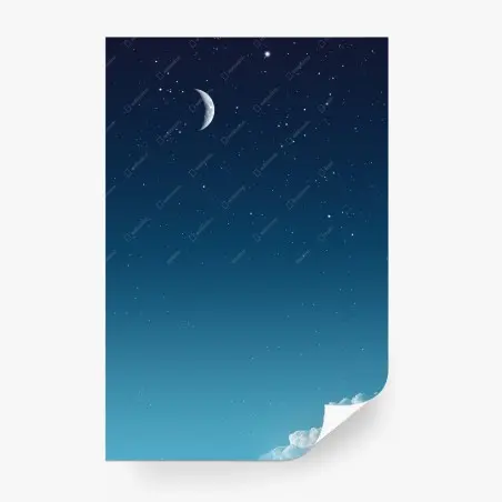 Fotomural cielo nocturno sereno con luna creciente y nubes – Pixers®