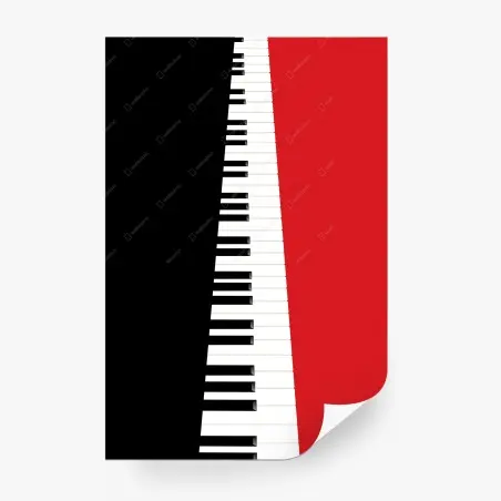 Fotomural teclado de piano en diagonal sobre fondo rojo y negro – Pixers®