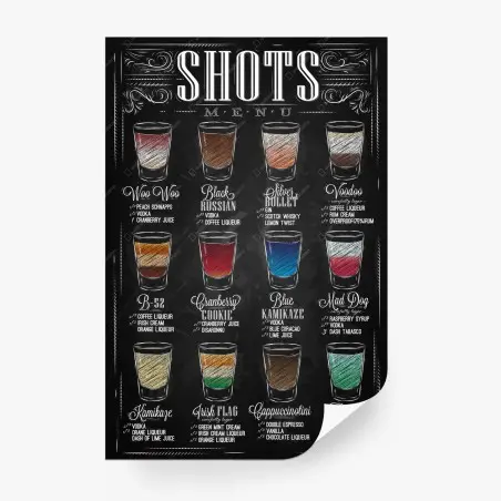 Fotomural menú de shots estilo pizarra ilustrado – Pixers®