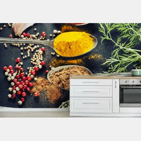 Fotomural especias y hierbas: explosión de color culinario – Pixers®
