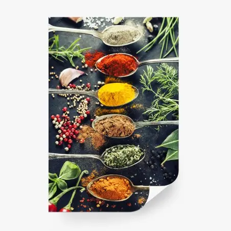 Fotomural especias y hierbas: explosión de color culinario – Pixers®