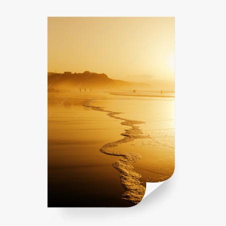Fotomural puesta de sol dorada en Sopelana, País Vasco – Pixers®