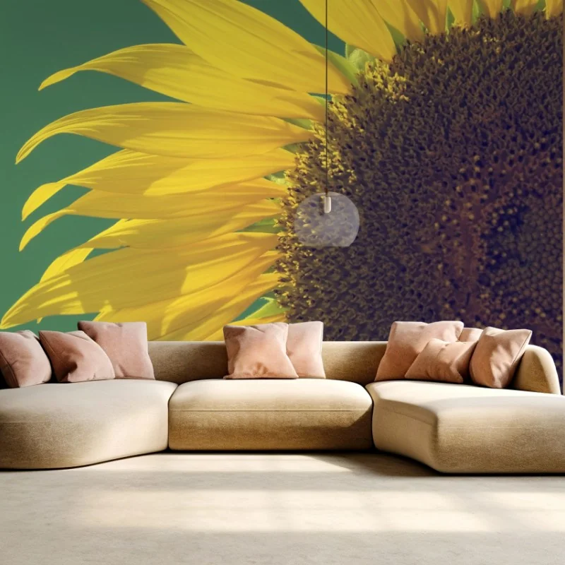 Fotomural girasol retro sobre cielo azul