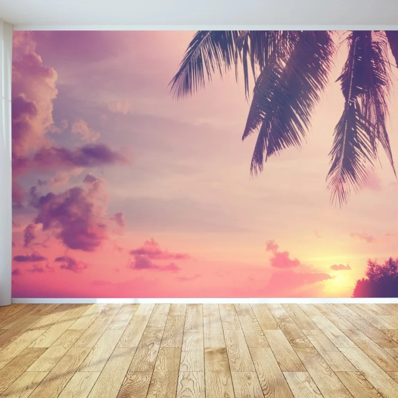 Fotomural atardecer tropical en tonos retro
