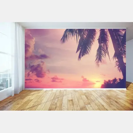 Fotomural atardecer tropical en tonos retro – Pixers®