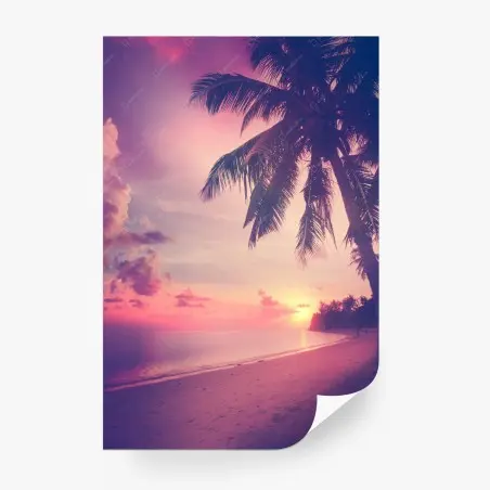 Fotomural atardecer tropical en tonos retro – Pixers®