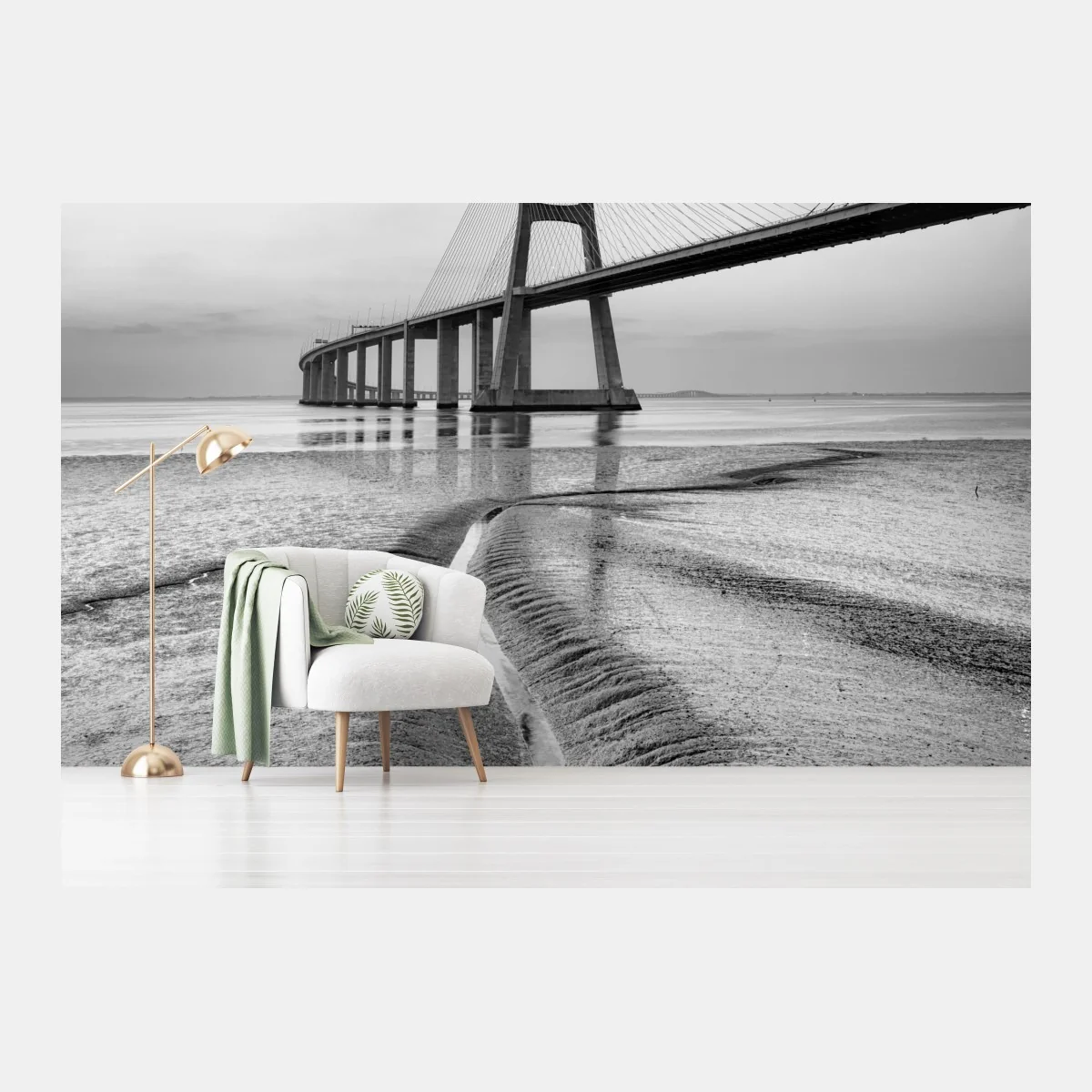 Fotomural puente minimalista en blanco y negro – Pixers® Fotomural puente minimalista en blanco y negro – Pixers®