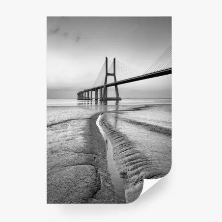 Fotomural puente minimalista en blanco y negro – Pixers®