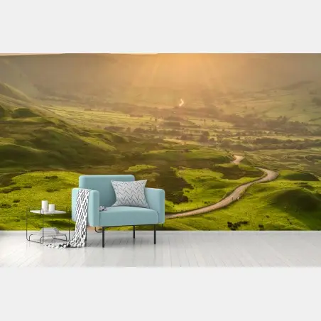 Fotomural carretera serpenteante al atardecer – Pixers®