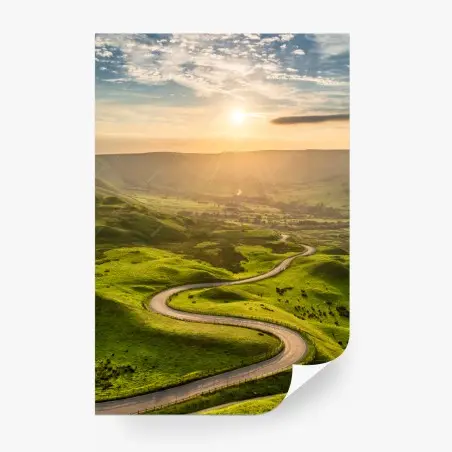 Fotomural carretera serpenteante al atardecer – Pixers®