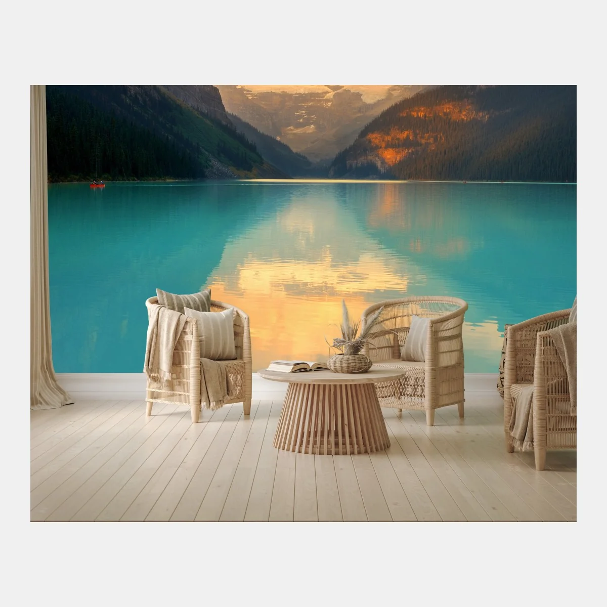 Fotomural amanecer en Lago Louise: paisaje sereno – Pixers® Fotomural amanecer en Lago Louise: paisaje sereno – Pixers®