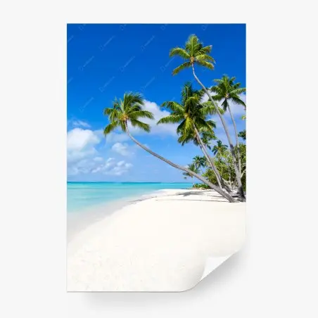 Fotomural escena tropical de playa y palmeras – Pixers®