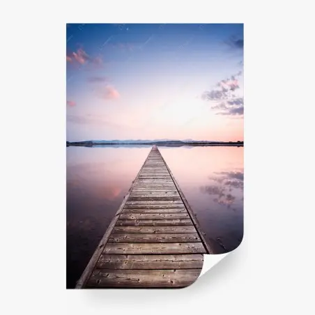 Fotomural muelle hacia el horizonte al atardecer – Pixers®