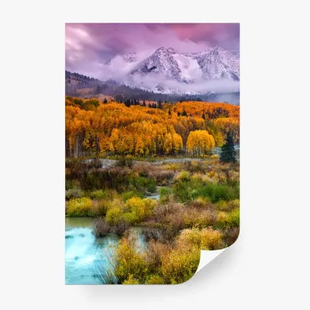Fotomural amanecer rosa sobre East Beckwith Mountain en Kebler Pass, Colorado – Pixers®