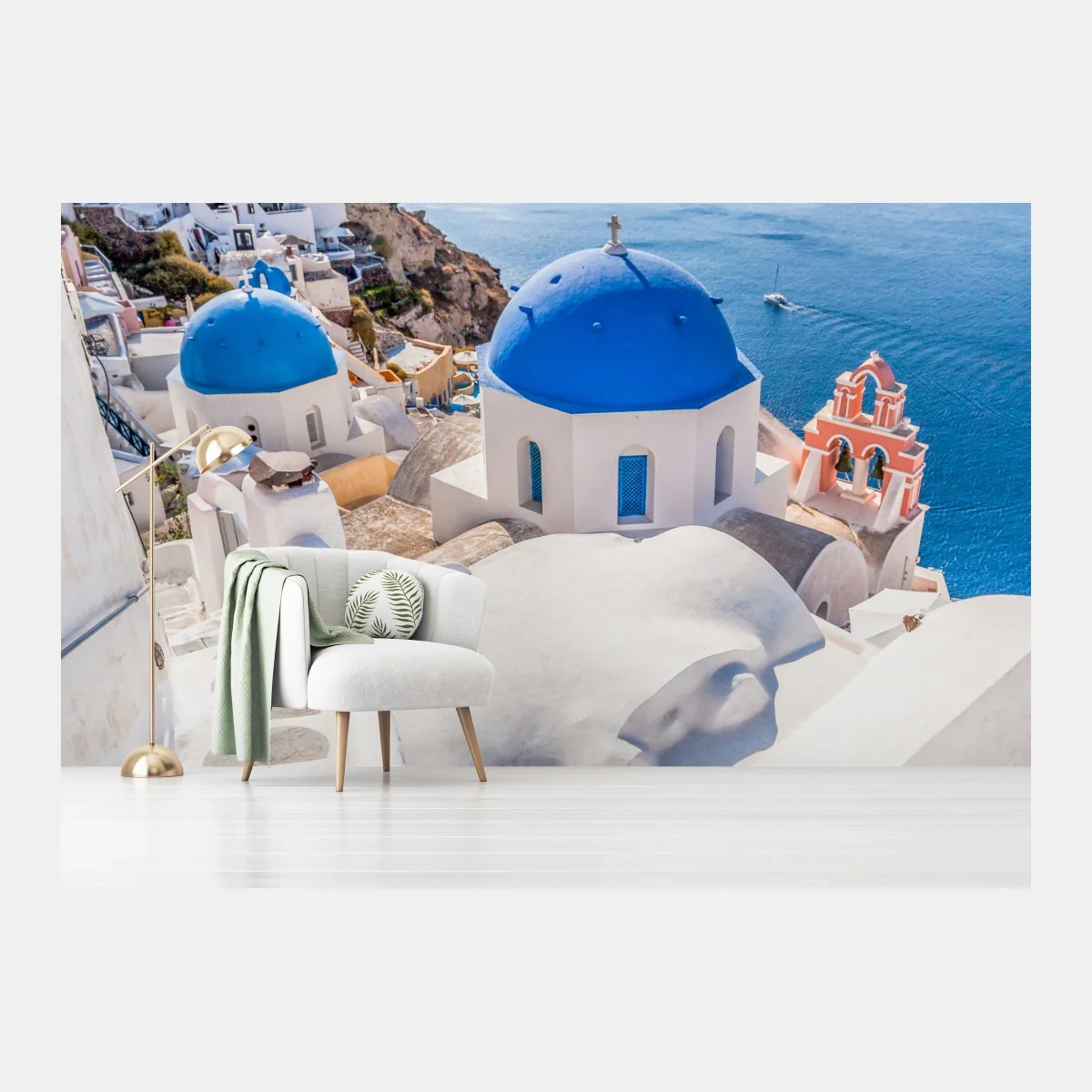 Fotomural cúpulas azules de Santorini sobre el mar – Pixers® Fotomural cúpulas azules de Santorini sobre el mar – Pixers®