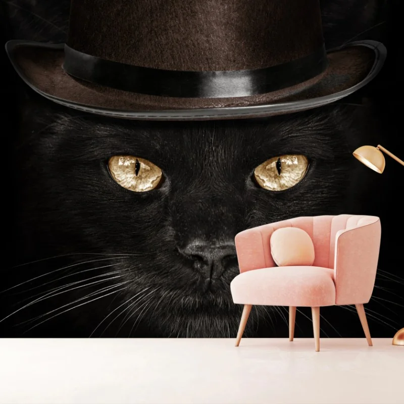 Fotomural gato elegante con sombrero de copa y pajarita