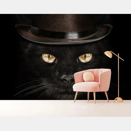Fotomural gato elegante con sombrero de copa y pajarita – Pixers®