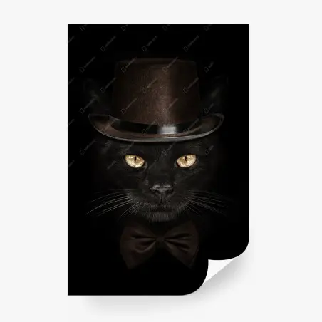 Fotomural gato elegante con sombrero de copa y pajarita – Pixers®