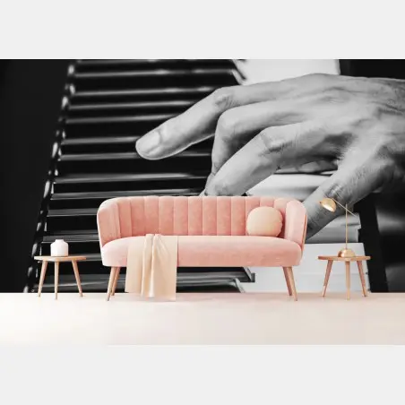 Fotomural manos sobre teclado de piano en blanco y negro – Pixers®