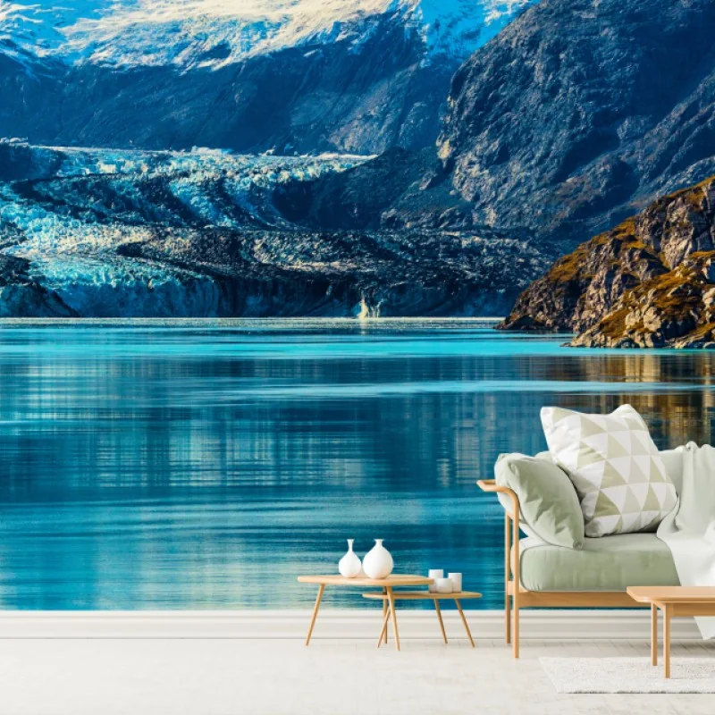 Fotomural majestad glaciar: paisaje de montaña y lago turquesa