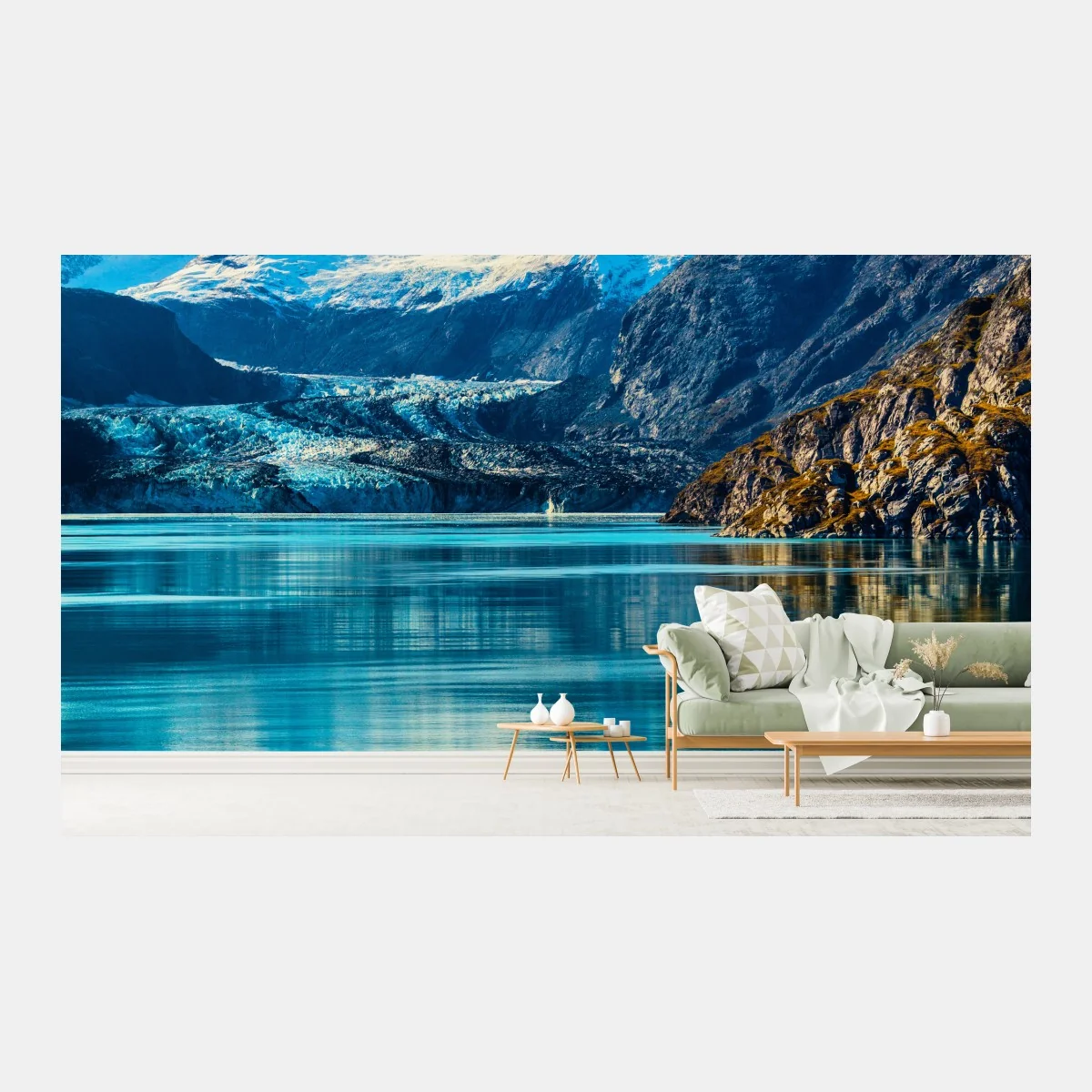 Fotomural majestad glaciar: paisaje de montaña y lago turquesa – Pixers® Fotomural majestad glaciar: paisaje de montaña y lago turquesa – Pixers®