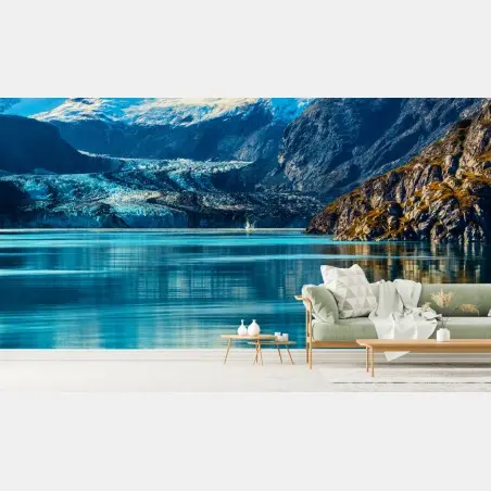 Fotomural majestad glaciar: paisaje de montaña y lago turquesa – Pixers®