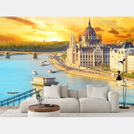 Fotomural amanecer sobre el parlamento de Budapest – Pixers®