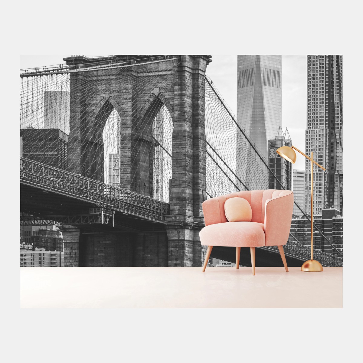 Fotomural panorama urbano puente de Brooklyn y horizonte de Nueva York – Pixers®