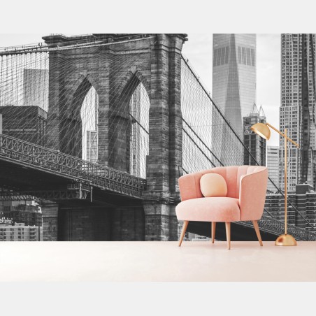 Fotomural panorama urbano puente de Brooklyn y horizonte de Nueva York – Pixers®