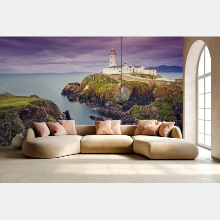 Fotomural faro solitario al atardecer – Pixers®