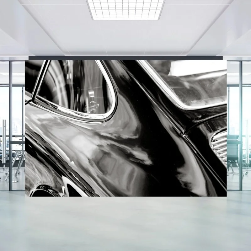 Fotomural detalle elegante de un coche clásico en blanco y negro