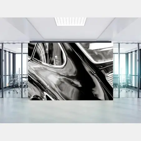 Fotomural detalle elegante de un coche clásico en blanco y negro – Pixers®