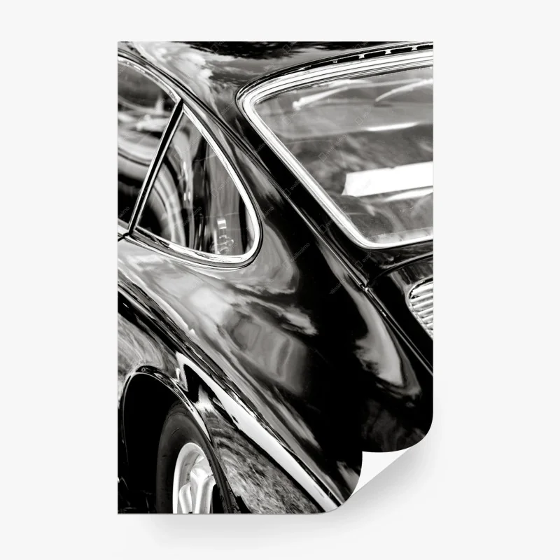 Fotomural detalle elegante de un coche clásico en blanco y negro