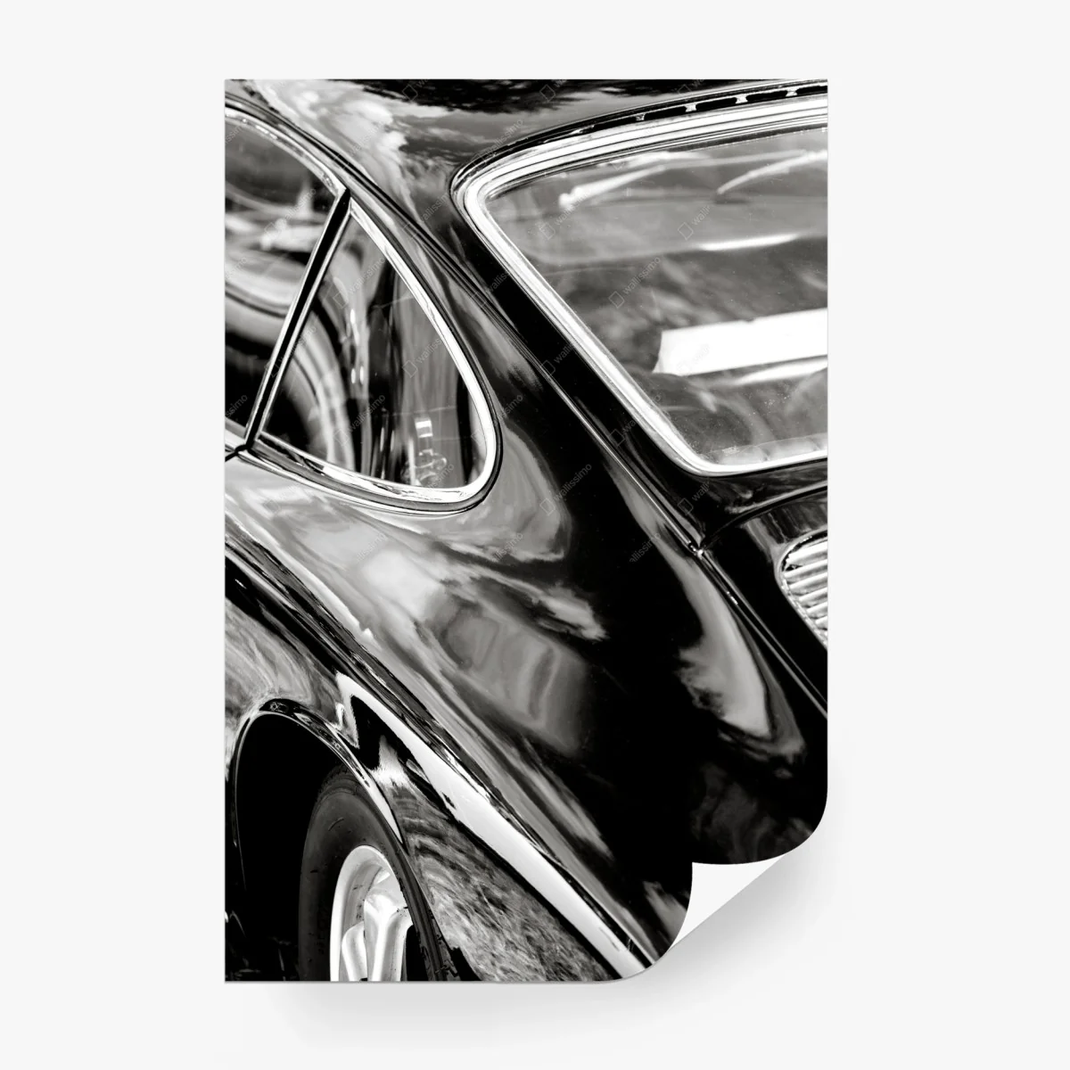 Fotomural detalle elegante de un coche clásico en blanco y negro – Pixers®