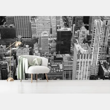 Fotomural mural panorámico de Nueva York en blanco y negro – Pixers®