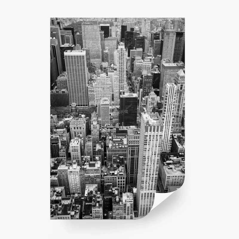 Fotomural mural panorámico de Nueva York en blanco y negro