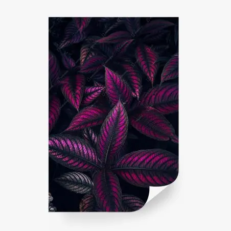 Fotomural hojas en tonos magenta y morado – Pixers®