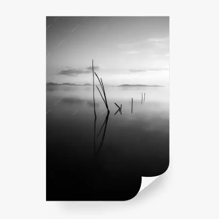 Fotomural paisaje minimalista en blanco y negro – Pixers®