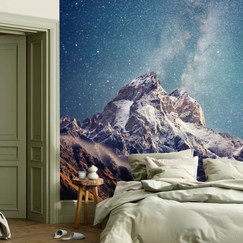 Fotomural noche estrellada sobre Ushba en Svaneti