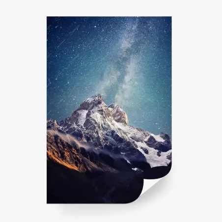 Fotomural noche estrellada sobre Ushba en Svaneti – Pixers®