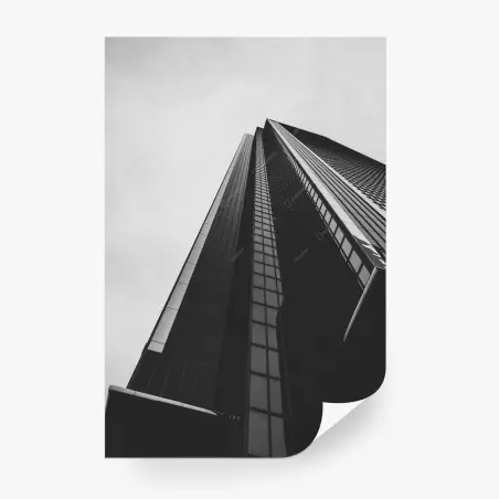 Fotomural perspectiva urbana: rascacielos en blanco y negro – Pixers®