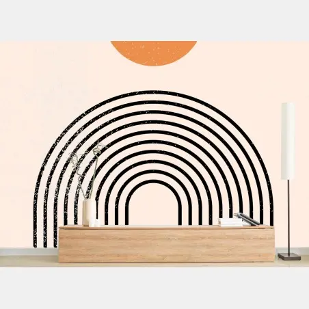 Fotomural sol naranja sobre arco minimalista – Pixers®