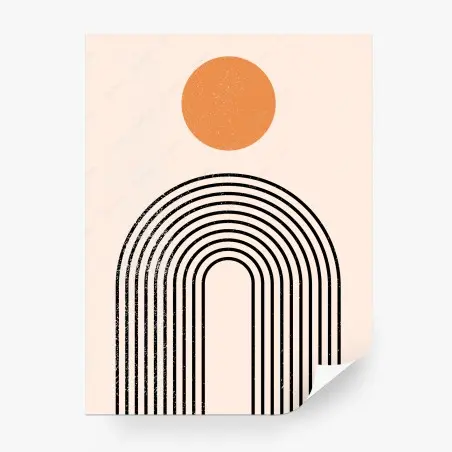 Fotomural sol naranja sobre arco minimalista – Pixers®