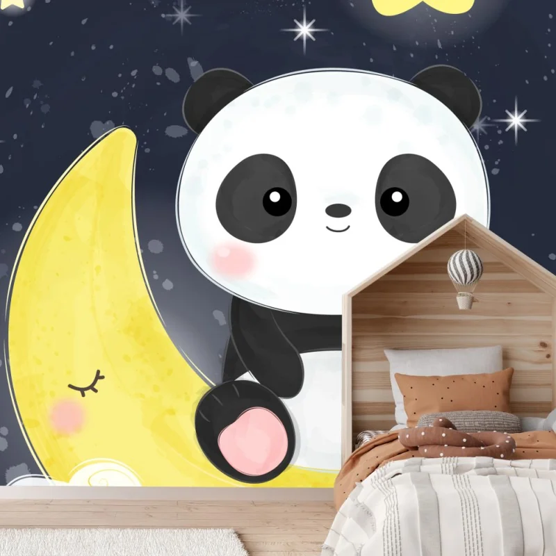 Fotomural panda en la luna soñadora