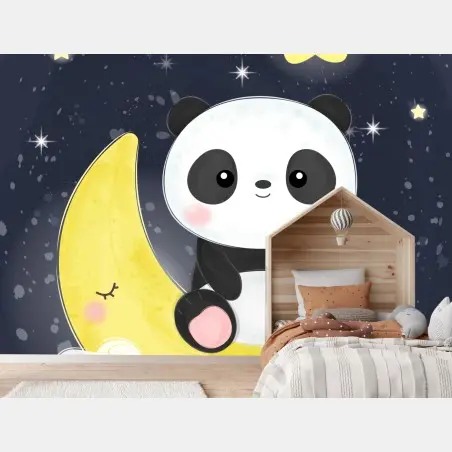 Fotomural panda en la luna soñadora – Pixers®