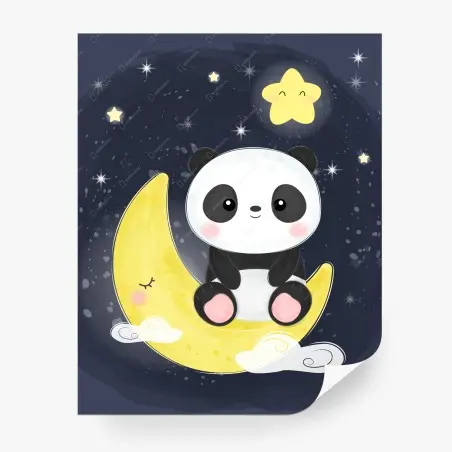 Fotomural panda en la luna soñadora – Pixers®