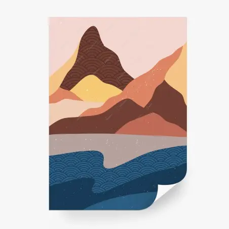 Fotomural paisaje montañoso geométrico en tonos tierra – Pixers®