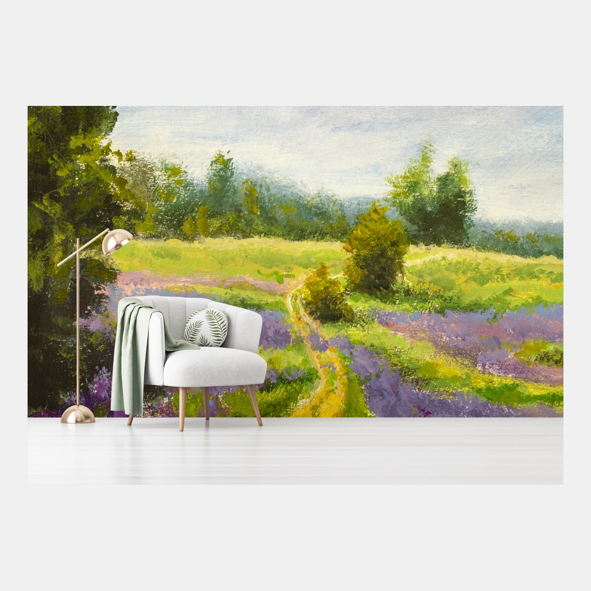 Fotomural sendero entre campos de lavanda – Pixers®